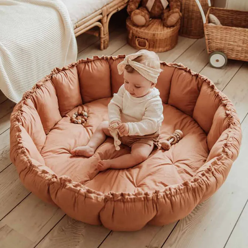 Tapis de jeu et bac de rangement 2 en 1 Bloom tawny brun