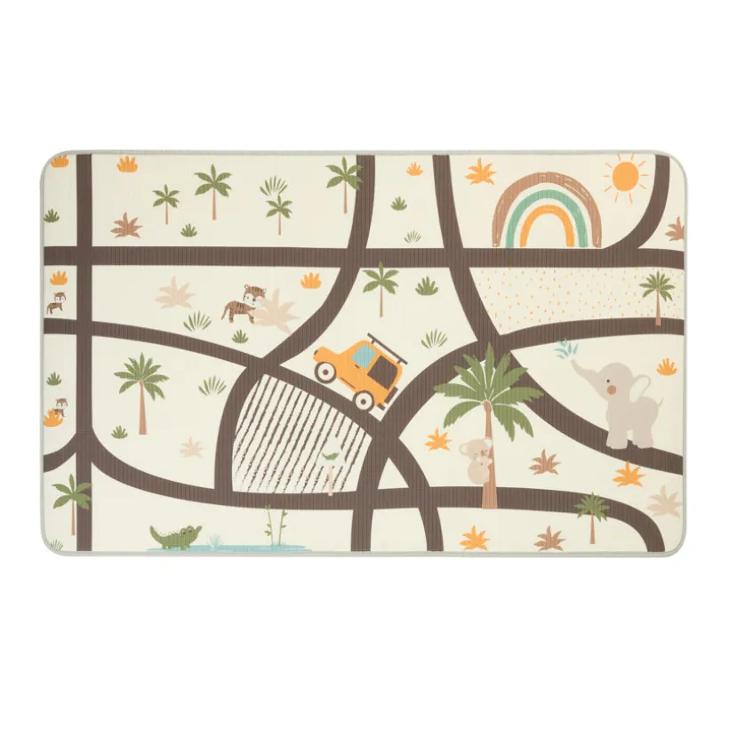 Tapis de jeu réversible en mousse savane/circuit