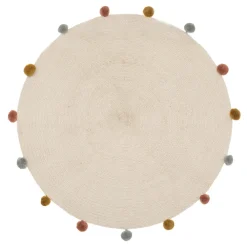 Tapis rond à pompons arlequin