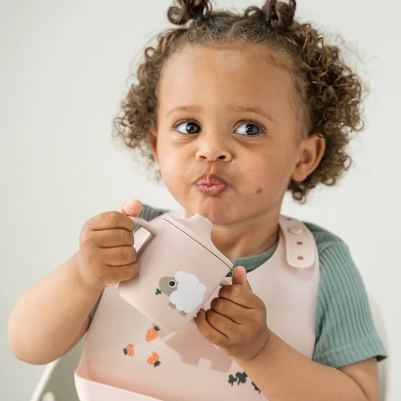 Tasse d'apprentissage en silicone Tiny farm Rose