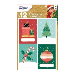 12 étiquettes pour cadeaux de Noël sapin et cadeaux