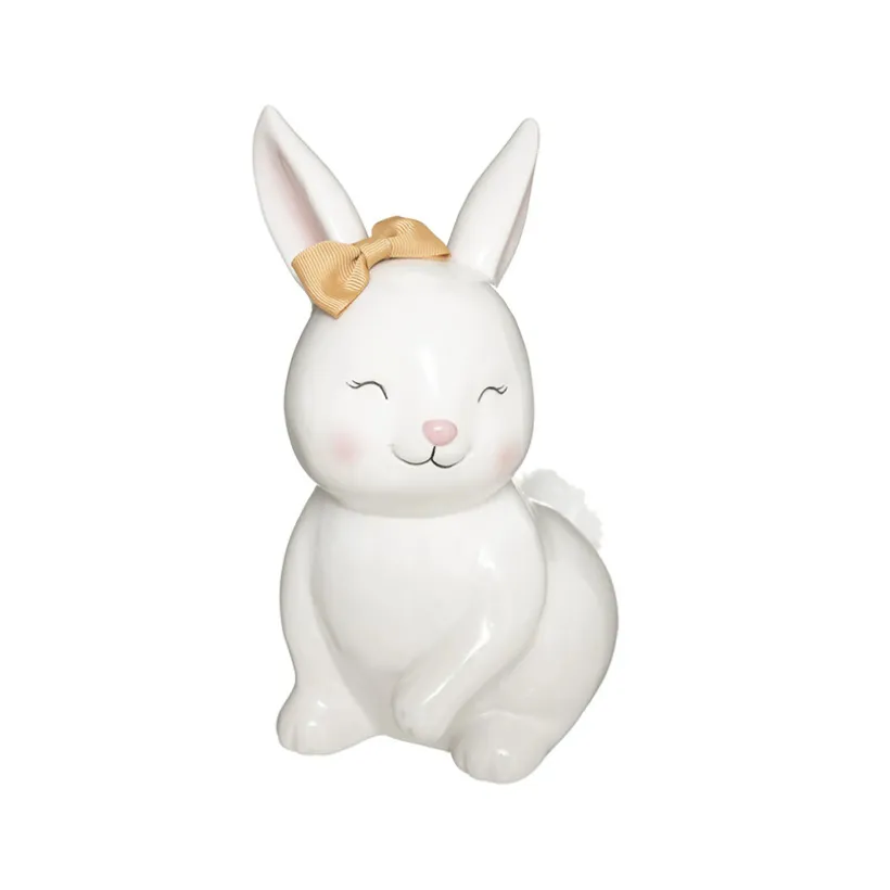 Tirelire lapin dolomite Rose et Lili 22 cm