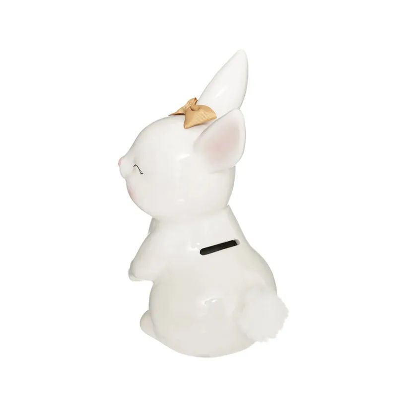Tirelire lapin dolomite Rose et Lili 22 cm