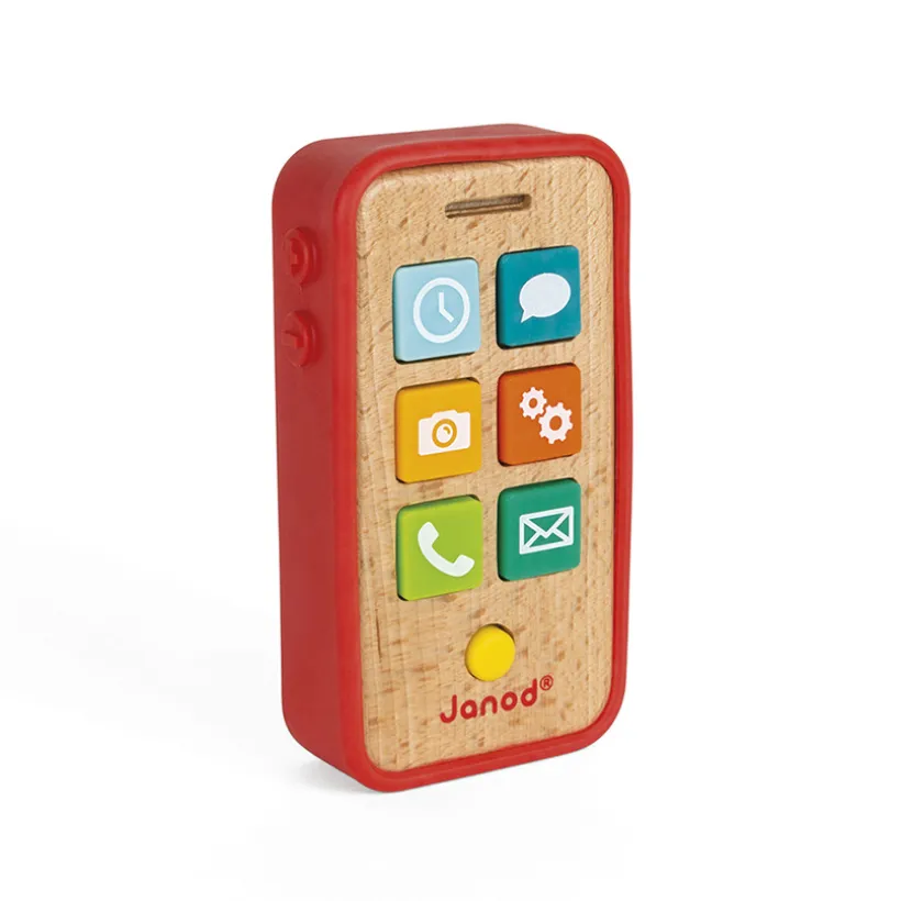 Téléphone sonore en bois et silicone