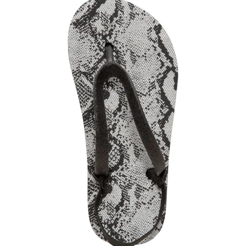 Tongs à bride pailletée et imprimé serpent