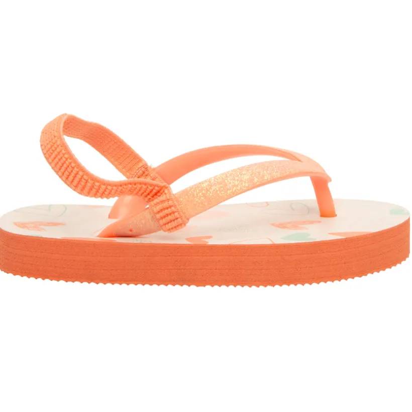 Tongs à bride pailletée imprimé cœurs pour fille avec lanière selon l'âge