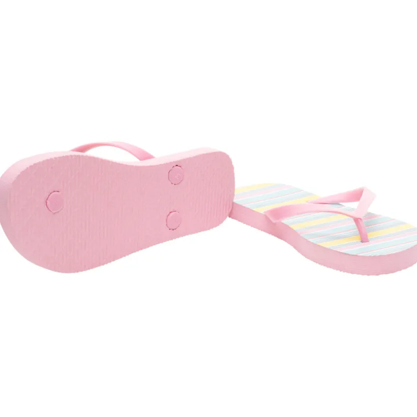 Tongs à rayures multicolores pour fille avec lanière selon l'âge