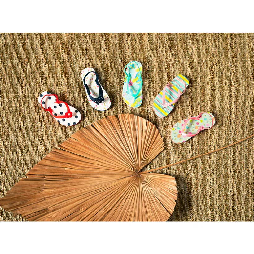 Tongs à rayures multicolores pour fille avec lanière selon l'âge