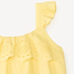 Top court en voile uni broderie style anglaise fantaisie pour fille