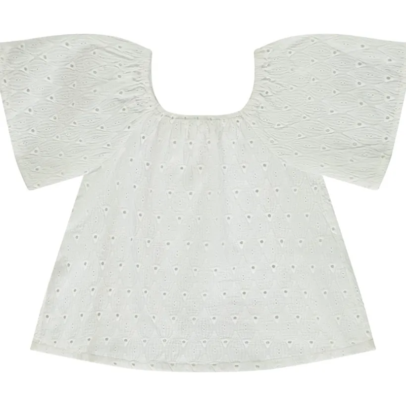 Top en broderie anglaise avec dos croisé pour fille