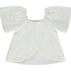 Top en broderie anglaise avec dos croisé pour fille