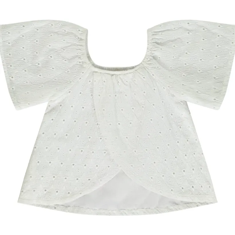 Top en broderie anglaise avec dos croisé pour fille