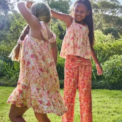 Top péplum effet crépon imprimé floral pour fille