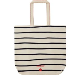 Tote bag rayé avec cœur en coton recyclé à 65%