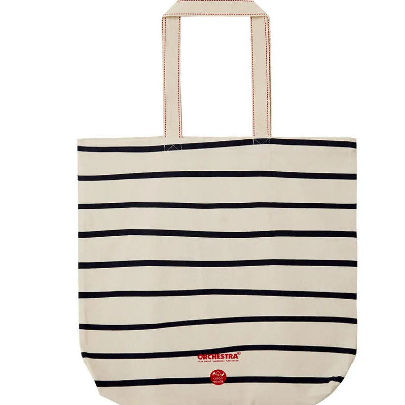 Tote bag rayé avec cœur en coton recyclé à 65%