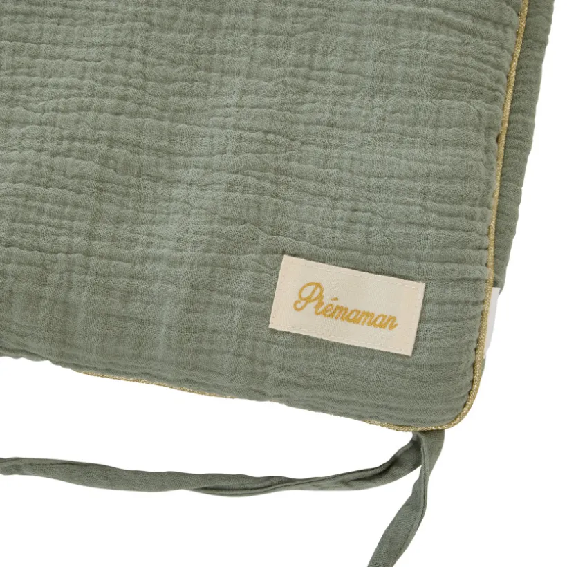 Tour de lit 3 pans en gaze de coton vert