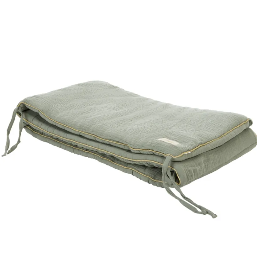 Tour de lit 3 pans en gaze de coton vert