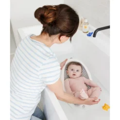 Transat de bain pliable en silicone gris/blanc