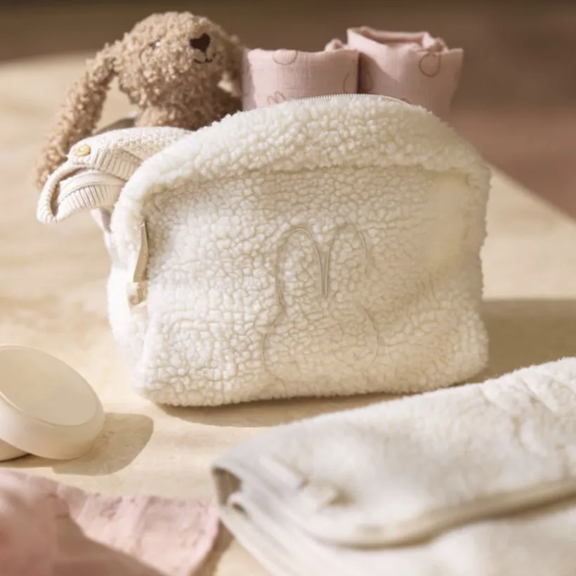 Trousse de toilette en sherpa bouclettes Teddy Miffy oatmeal
