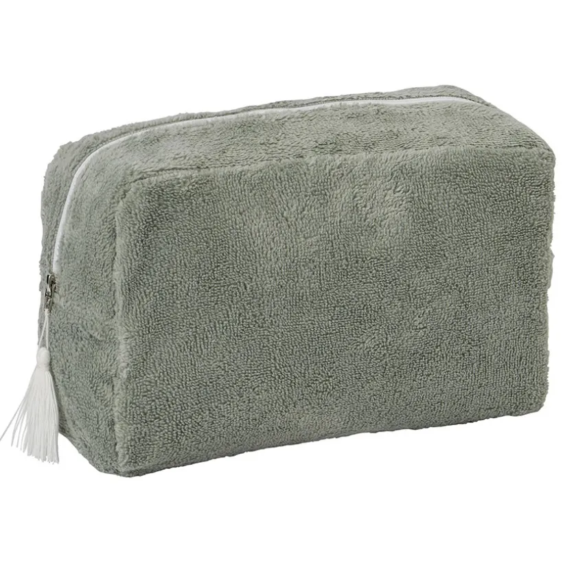 Trousse de toilette éponge bambou vert de gris