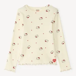 T-shirt côtelé fille à manches longues Hello Kitty