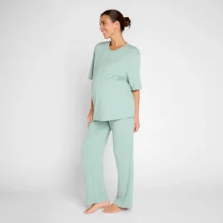T-shirt de pyjama de grossesse manches 3/4 côtelé