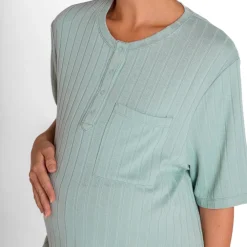 T-shirt de pyjama de grossesse manches 3/4 côtelé