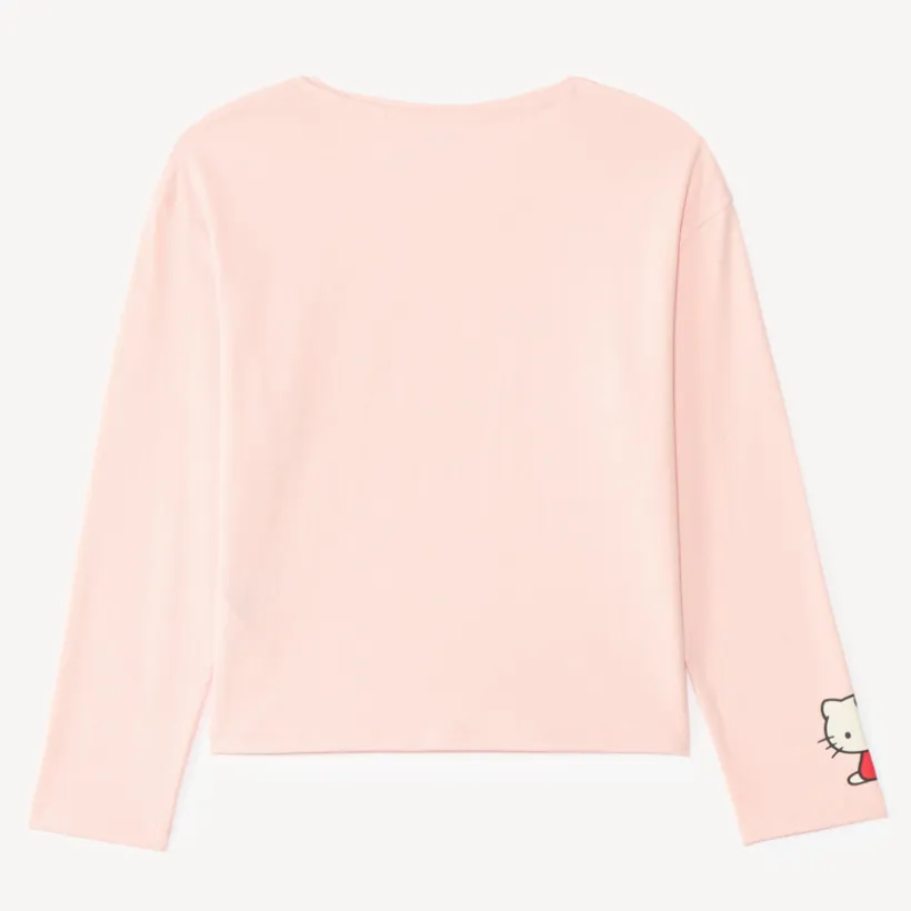 T-shirt fille manches longues oversize print Hello Kitty et ses amis