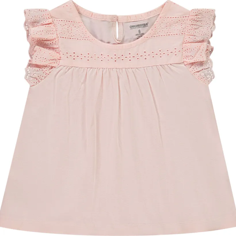 T-shirt manches courtes avec broderie anglaise pour fille