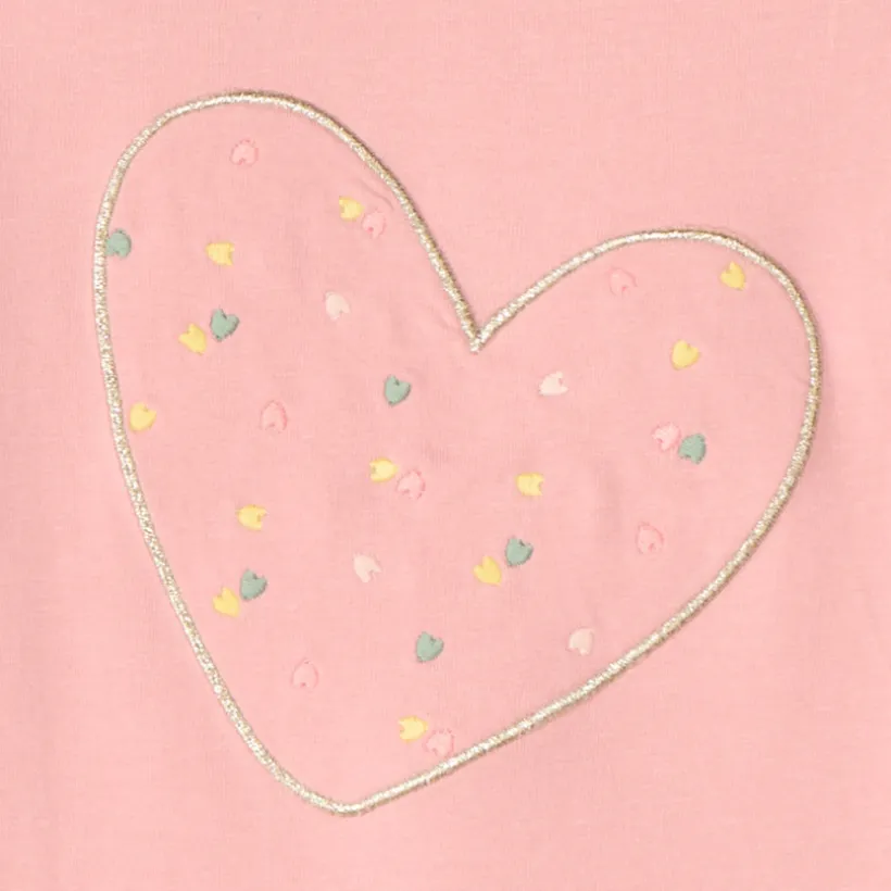 T-shirt manches courtes avec broderie cœur pour bébé fille