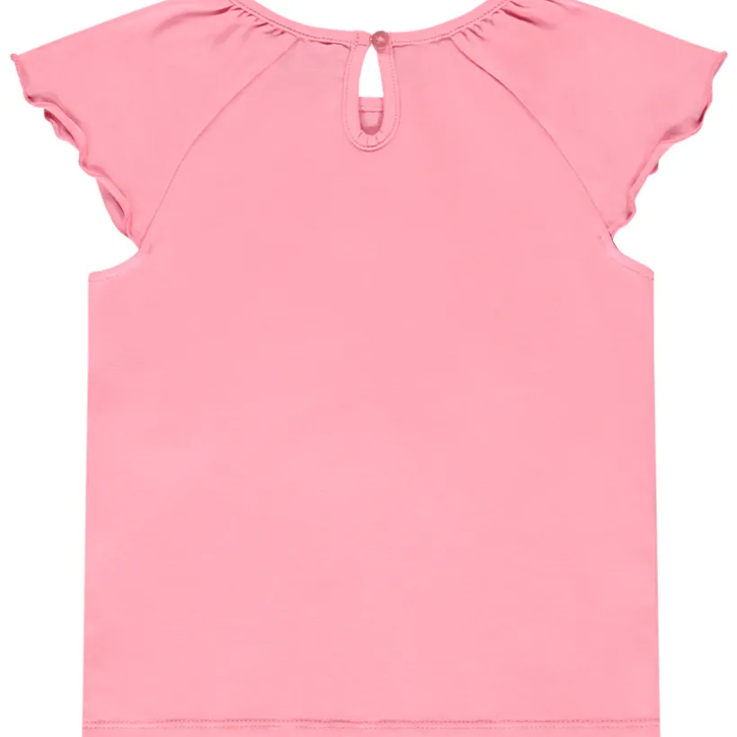 T-shirt manches courtes avec fleur en crochet pour fille