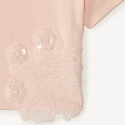 T-shirt manches courtes avec grosses fleurs en sequins pour fille