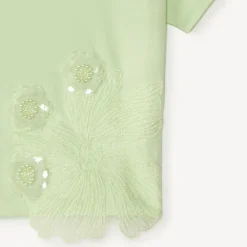 T-shirt manches courtes avec grosses fleurs en sequins pour fille