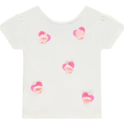 T-shirt manches courtes avec sequins et pétales en reliefs pour fille