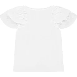 T-shirt manches courtes brodées et volantées pour fille