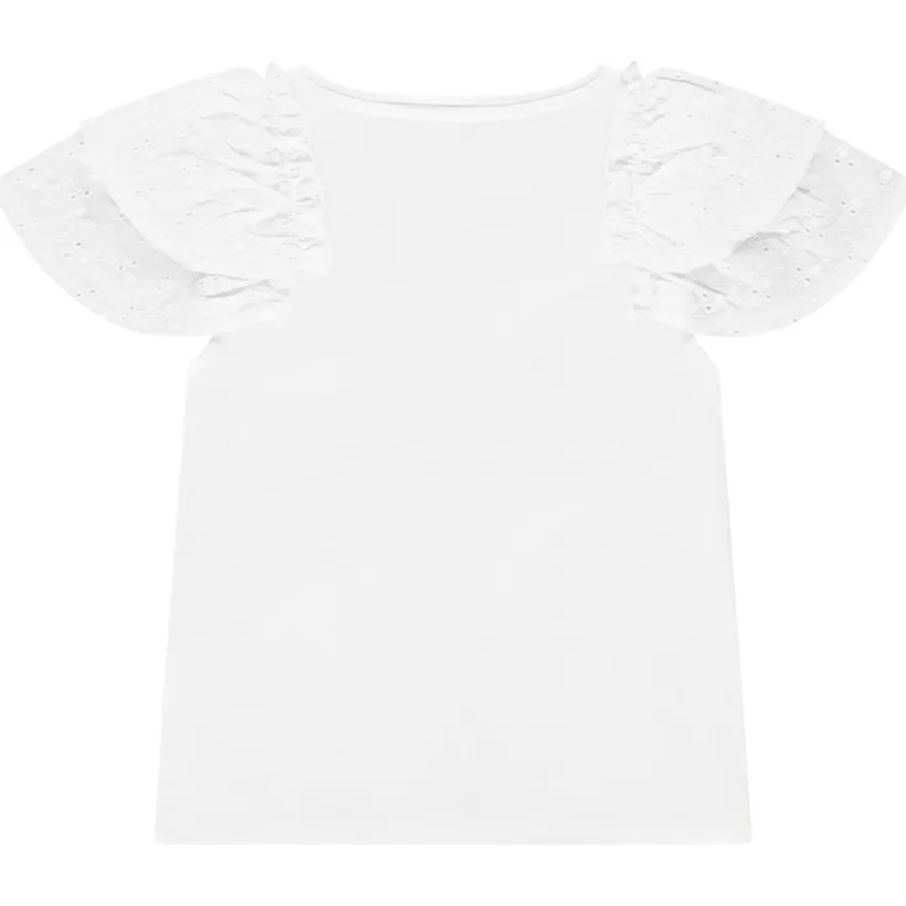 T-shirt manches courtes brodées et volantées pour fille