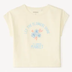 T-shirt manches courtes broderie fleurie pour fille