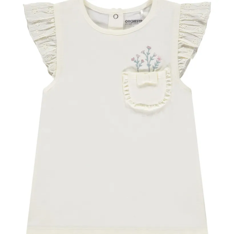 T-shirt manches courtes brodées à poche pour bébé fille