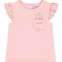 T-shirt manches courtes brodées à poche pour bébé fille