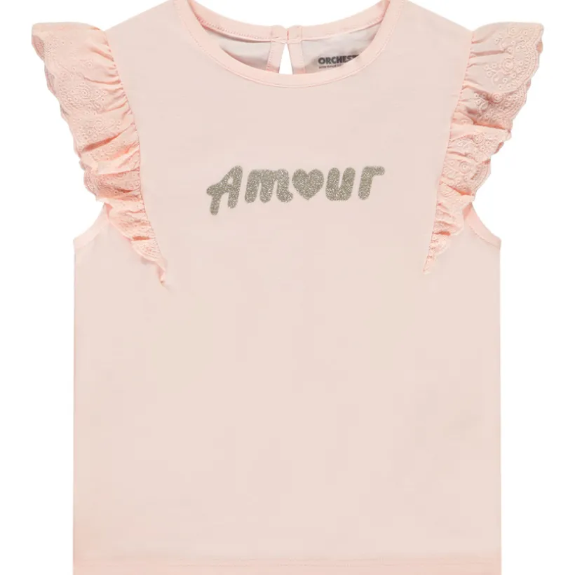 T-shirt manches courtes brodées à print pailleté pour bébé fille