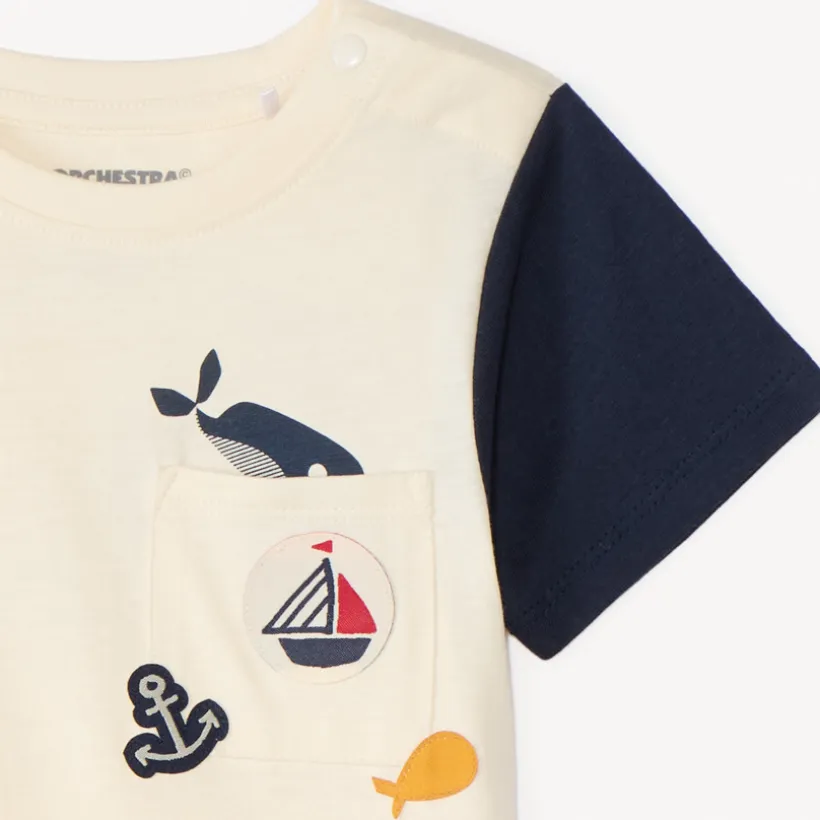 T-shirt manches courtes color block fantaisie pour bébé garçon