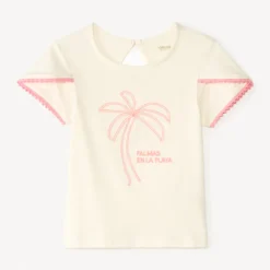 T-shirt manches courtes croisées broderie palmier pour bébé fille