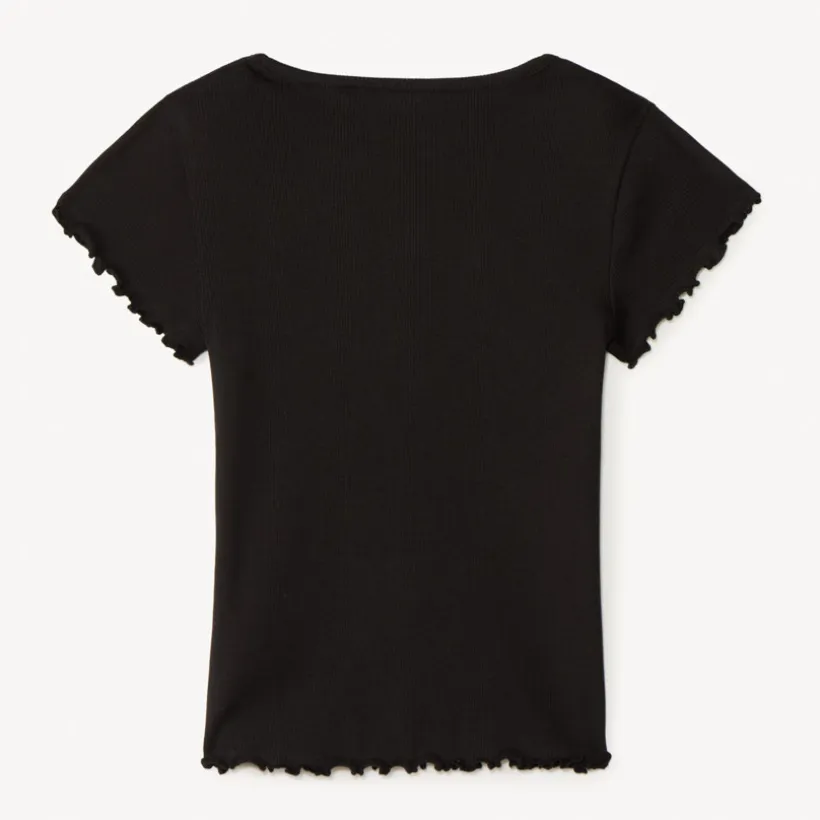 T-shirt manches courtes côtelé à cœur brodé pour fille
