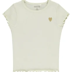T-shirt manches courtes côtelé à cœur brodé pour fille