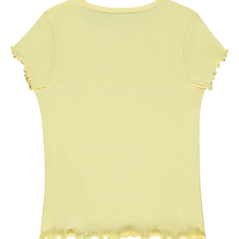 T-shirt manches courtes côtelé à cœur brodé pour fille