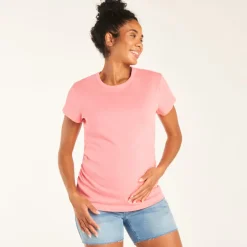 T-shirt manches courtes de grossesse côtelé uni à fronces