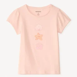 T-shirt manches courtes design fantaisie en perles pour fille