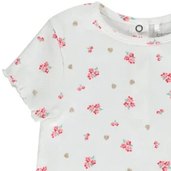T-shirt manches courtes effet côtelé fantaisie pour bébé fille