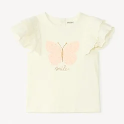 T-shirt manches courtes en broderie anglaise motif papillon pour bébé fille