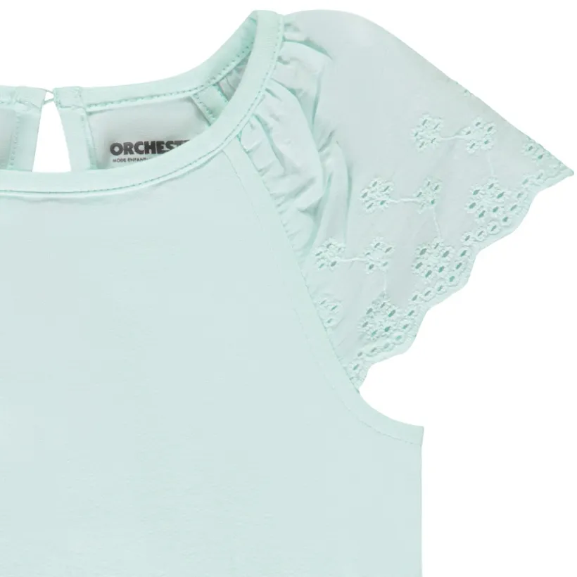 T-shirt manches courtes en broderie anglaise pour bébé fille
